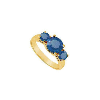 Three Stone Sapphire Ring : 14K Yellow Gold - 1.75 CT TGW