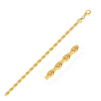 2.75mm 10k Yellow Gold Solid Diamond Cut Rope Chain, size 18''