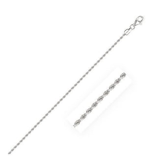 2.0mm 14k White Gold Solid Diamond Cut Rope Chain, size 16''