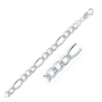 Rhodium Plated 8.1mm Sterling Silver Figaro Style Chain, size 20''