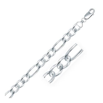 Rhodium Plated 8.8mm Sterling Silver Figaro Style Chain, size 20''