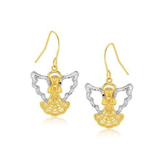 Two-Tone Angel Drop Earrings in 10k Gold