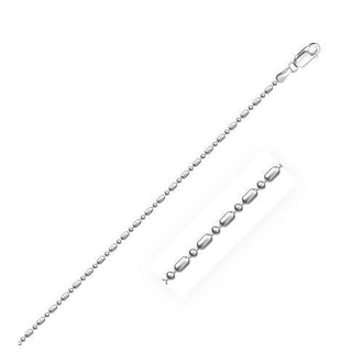 14k White Gold Diamond-Cut Alternating Bead Chain 1.2mm, size 16''