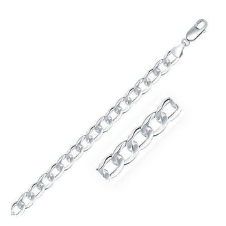 Rhodium Plated 7.2mm Sterling Silver Curb Style Chain, size 20''