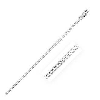 2.6mm 14k White Gold Solid Curb Chain, size 16''