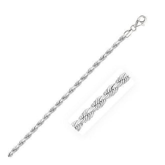 3.0mm 14k White Gold Solid Diamond Cut Rope Chain, size 18''