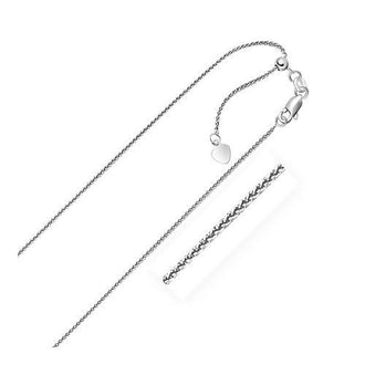 14k White Gold Adjustable Wheat Chain 1.0mm, size 22''