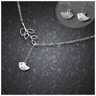 STERLING SILVER SPRING HAS SPRUNG BIRD NECKLACE in 22 Long w/ FREE BONUS EARRINGS"