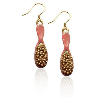 Hair Brush Charm Earrings in Gold