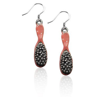 Hair Brush Charm Earrings in Silver