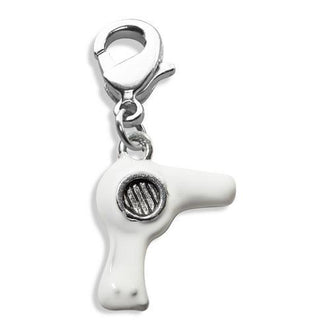 Hair Dryer Charm Dangle in Silver