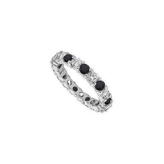 Black and White Diamond Eternity Band : 14K White Gold - 0.50 CT Diamonds