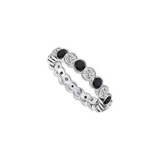 Black and White Diamond Eternity Band : 14K White Gold  1.00 CT Diamonds