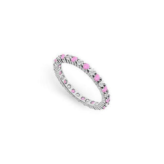 Pink Sapphire and Diamond Eternity Band : 14K White Gold  1.00 CT TGW