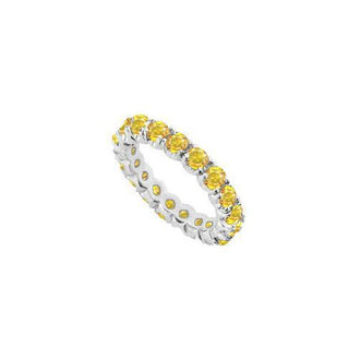 14K White Gold Yellow Sapphire Prong-Set Eternity Band 1.00 CT TGW