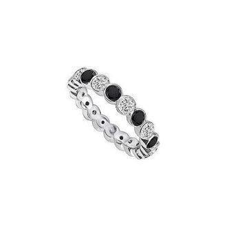 Black and White Diamond Eternity Band : 14K White Gold  2.00 CT Diamonds