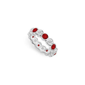 Diamond and Ruby Eternity Band : 14K White Gold  2.00 CT TGW