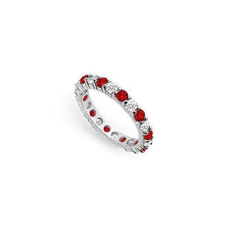 Diamond and Ruby Eternity Band : 14K White Gold   2.00 CT TGW