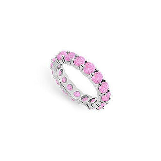 Pink Sapphire Eternity Band : 14K White Gold  3.00 CT TGW