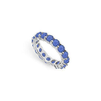 Blue Sapphire Eternity Band : 14K White Gold  3.00 CT TGW