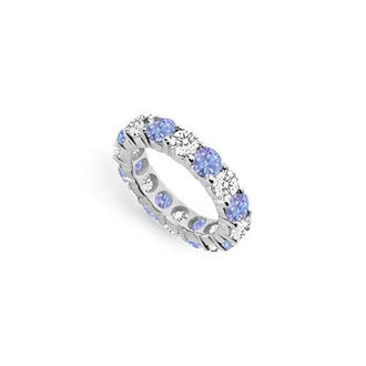 Tanzanite and Diamond Prong-Set Eternity Band : 14K White Gold - 5.00 CT TGW