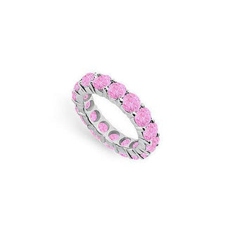 Pink Sapphire Eternity Band : 14K White Gold  5.00 CT TGW