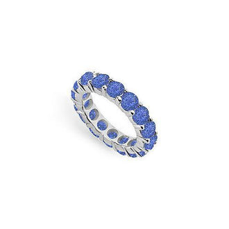 Blue Sapphire Eternity Band : 14K White Gold  5.00 CT TGW