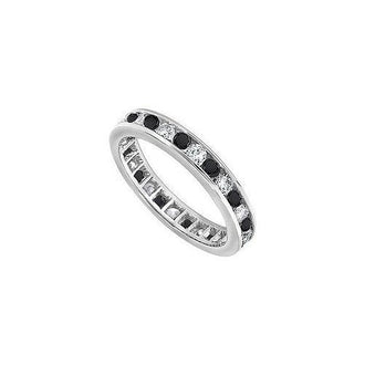 Black and White Diamond Eternity Band : 14K White Gold  1.00 CT Diamonds