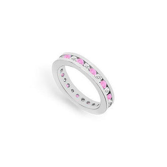 Pink Sapphire and Diamond Eternity Band : 14K White Gold  1.00 CT TGW