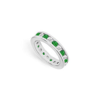 Diamond and Emerald Eternity Band : 14K White Gold  2.00 CT TGW