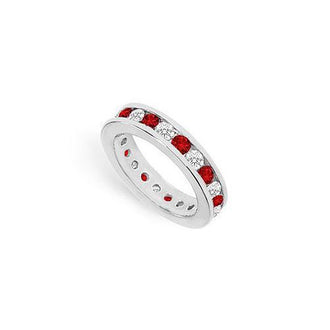 Diamond and Ruby Eternity Band : 14K White Gold   2.00 CT TGW