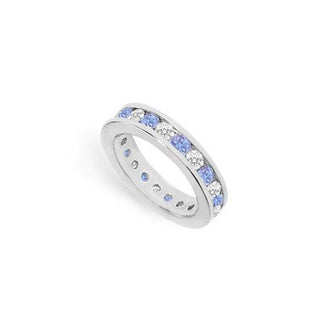 Tanzanite and Diamond Channel-Set Eternity Band : 14K White Gold - 2.00 CT TGW