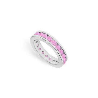 Pink Sapphire Eternity Band : 14K White Gold  2.00 CT TGW