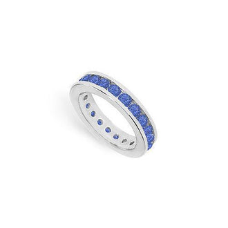 Blue Sapphire Eternity Band : 14K White Gold  2.00 CT TGW