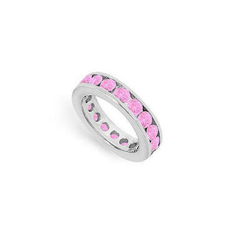 Pink Sapphire Eternity Band : 14K White Gold  3.00 CT TGW