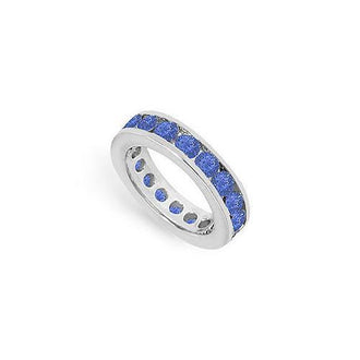 Blue Sapphire Eternity Band : 14K White Gold  3.00 CT TGW