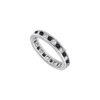 Black and White Diamond Eternity Band : 14K White Gold  4.00 CT Diamonds