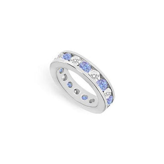 Tanzanite and Diamond Channel-Set Eternity Band : 14K White Gold - 4.00 CT TGW