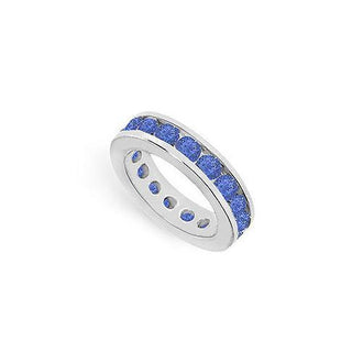 Blue Sapphire Eternity Band : 14K White Gold  4.00 CT TGW