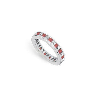 Diamond and Ruby Eternity Band : 14K White Gold  2.00 CT TGW