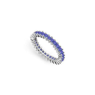 Blue Sapphire Eternity Band : 14K White Gold  2.00 CT TGW