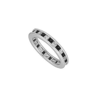 Black and White Diamond Eternity Band : 14K White Gold  3.00 CT Diamonds