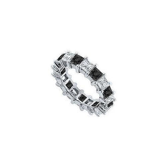 Black and White Diamond Eternity Band : 14K White Gold   3.00 CT Diamonds