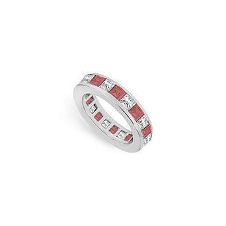 Diamond and Ruby Eternity Band : 14K White Gold  3.00 CT TGW