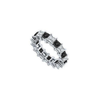 Black and White Diamond Eternity Band : 14K White Gold   4.00 CT Diamonds