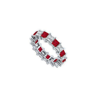 Diamond and Ruby Eternity Band : 14K White Gold   4.00 CT TGW