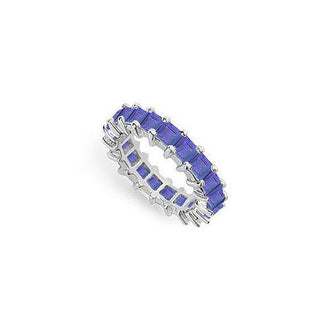 Blue Sapphire Eternity Band : 14K White Gold  4.00 CT TGW