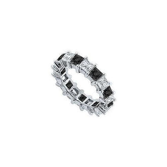 Black and White Diamond Eternity Band : 14K White Gold   5.00 CT Diamonds