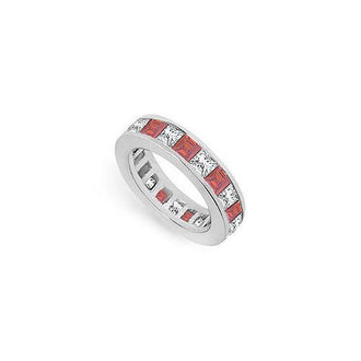 Diamond and Ruby Eternity Band : 14K White Gold  5.00 CT TGW