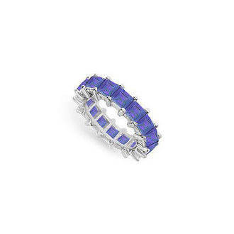 Blue Sapphire Eternity Band : 14K White Gold  5.00 CT TGW